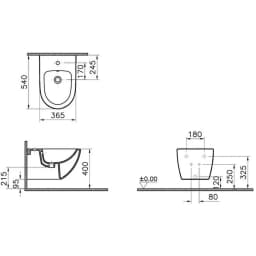 Vitra Sento 54 Cm Mat Taş Gri Asma Bide 4338B076-1046 görsel 2