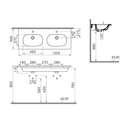 Vitra Zentrum 120x46 Cm Etajerli Lavabo 7795B003-0001 görsel 3