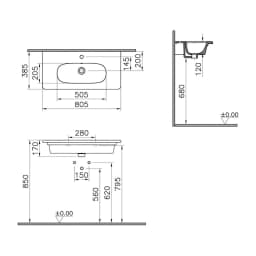 Vitra Zentrum 80x38 Cm Etajerli Lavabo 7792B003-0001 görsel 2