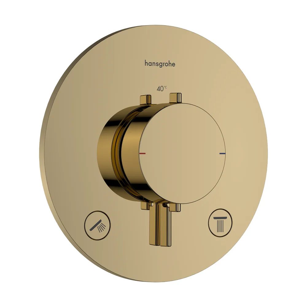 Hansgrohe Ecostat Comfort S Parlak Altın 2 Çıkış İçin Ankastre Termostatik Banyo Bataryası
